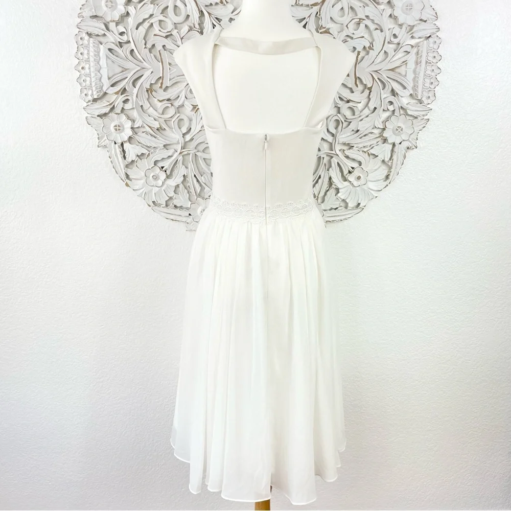 {Dress The Population} Brielle Lace-Trimmed Fit And Flare Dress, Size S